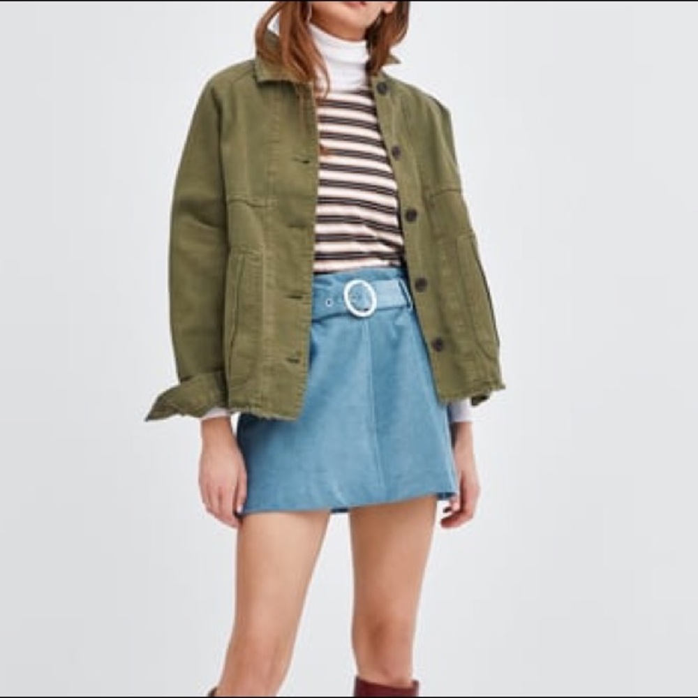 Zara blue corduroy mini skirt